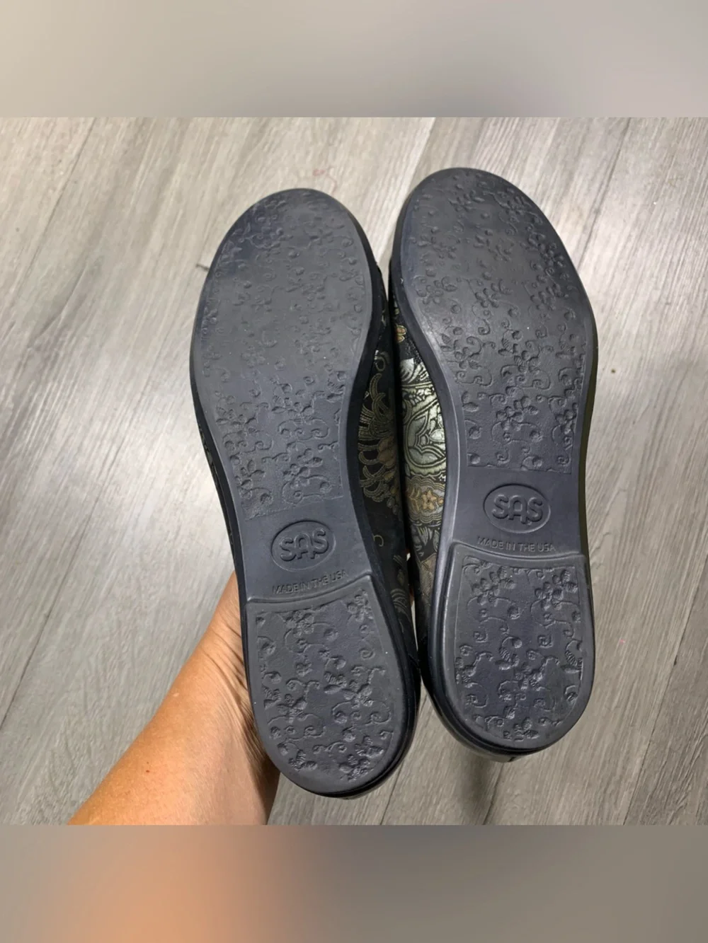 SAS Scenic Cap Toe - Brocade Black Patent Ballet Flats size 11.5